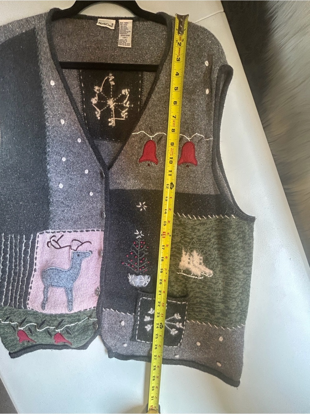 Vintage Christmas Sweater Vest Button up Womens Plus 4X Grandma Cottagecore 90s - Picture 9 of 11